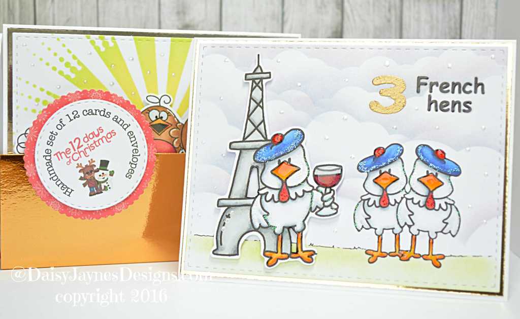 Christmas card series 2016 #3…Three French&nbsp;Hens…